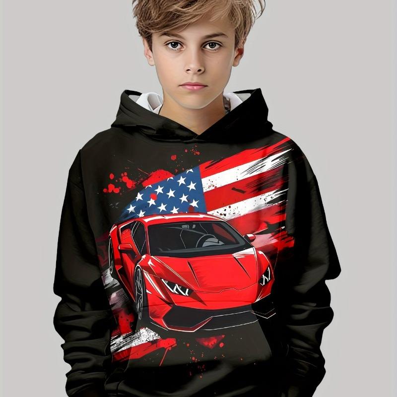 Детская одежда Толстовки для мальчиков Спортивные машины 3D принт Детская одежда весна-осень Повседневная одежда для мальчиков Пуловеры Модная детская одежда