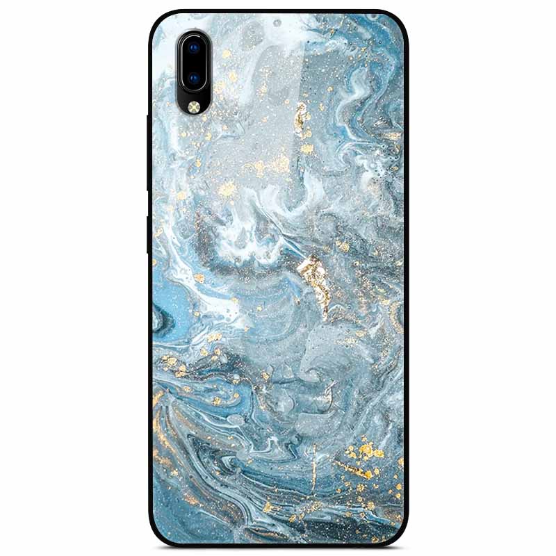 Case Tempered Glass Hard Clear Phone Case For Vivo Y91C Protector Shockproof Marble Fundas Coque