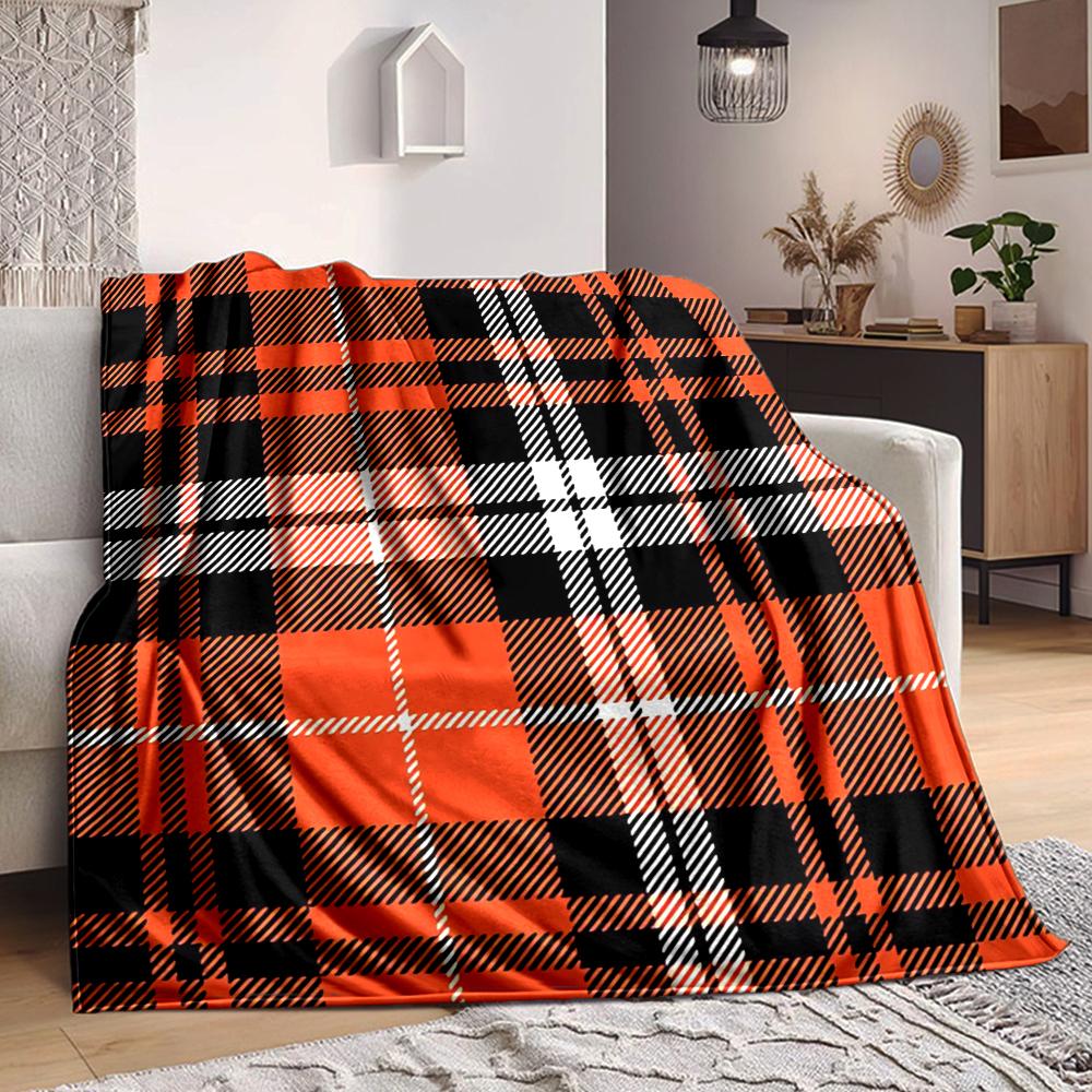 1Pc Autumnal Plaid Blanket Soft And Comfortable Casual Warm Camping Travel Christmas Halloween Xmas Gift M924190