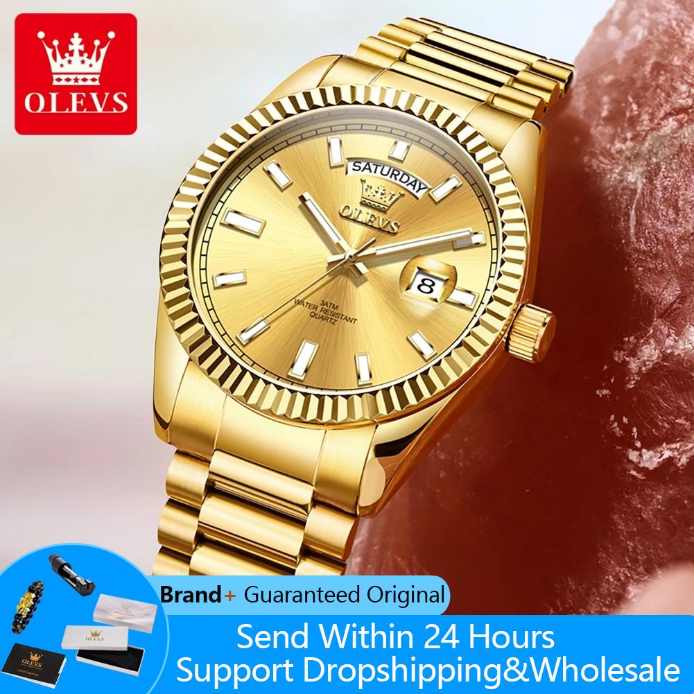 OLEVS 5650 Original Quartz Man Watch Waterproof Business Sports Man Wristwatch Steel Strap Luminous Luxury Brand Watches For Men