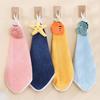 Hand Towel 4pcs Hanging Towel Cartoon Pure Coral Fleece Cloth Double-Sided Water Absorption Hanging Kitchen Towel