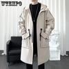 Мужская ветровка весна-осень пальто средней длины корейская версия свободный плащ с капюшоном верхняя часть осенняя мужская одежда
