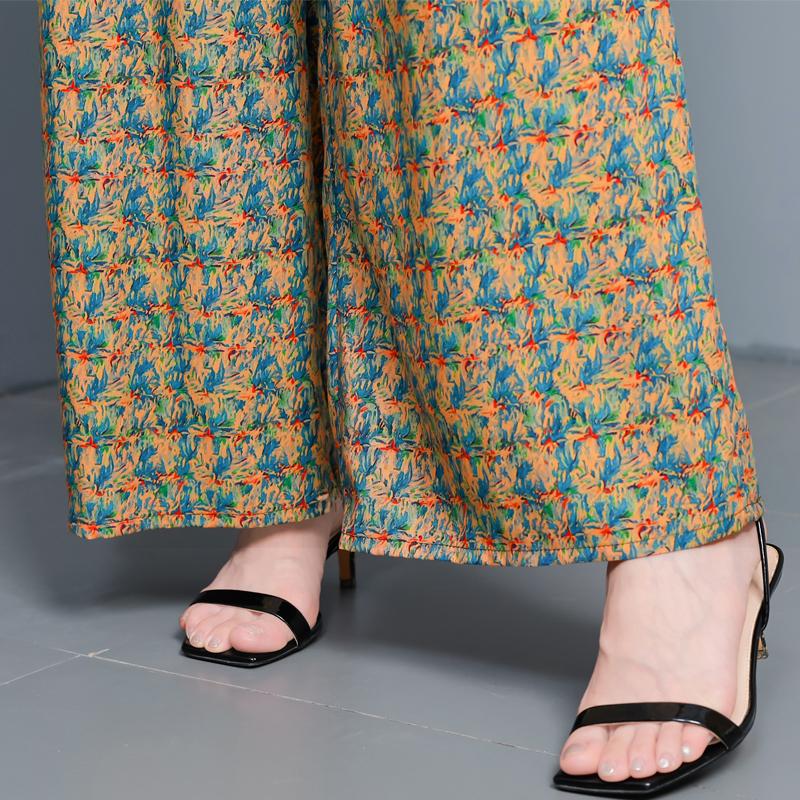 Летние широкие брюки для женщин с высокой талией, винтажная одежда больших размеров, свободные повседневные брюки с эластичной талией