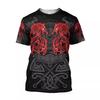 Summer Round Neck 3D Viking Symbol Pattern Print Top Fashionable Casual Short Sleeved Men's T-shirts