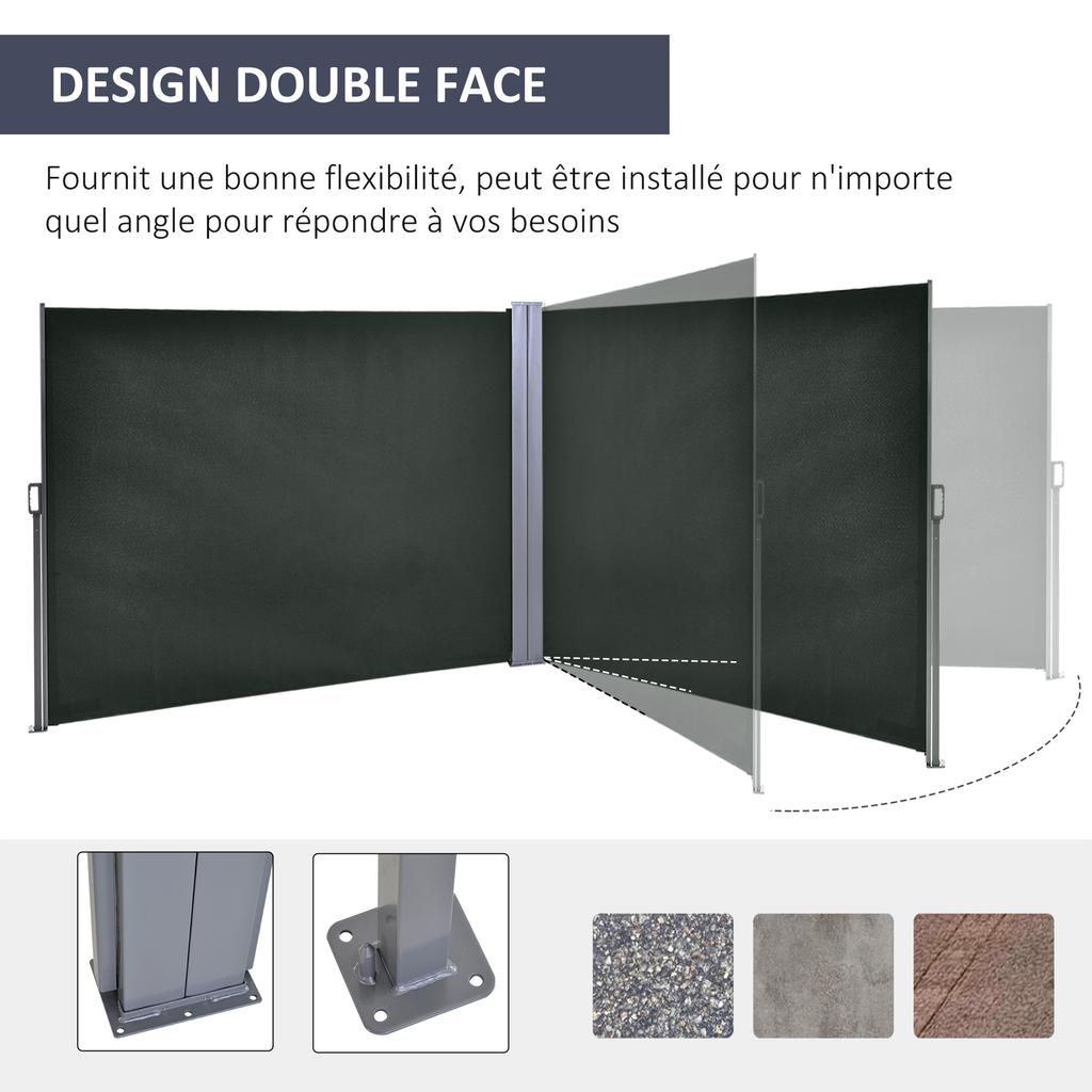 Double Side Lateral Privacy Screen Retractable Dimensions 6L X 1.80H M Polyester Anti UV Gray