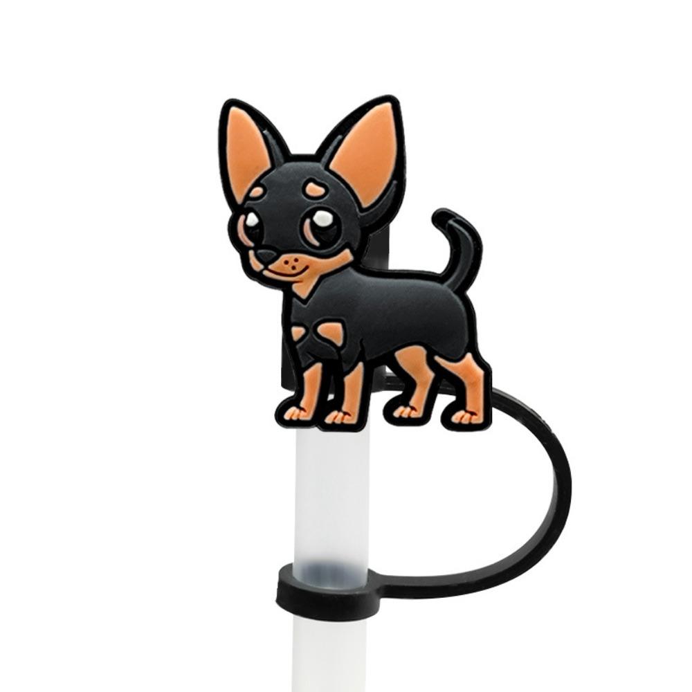 5 шт. мультяшная собака силиконовая трубочка заглушка 10 мм трубочка наконечники крышка питьевая трубочка пылезащитный колпачок принадлежности для вечеринок