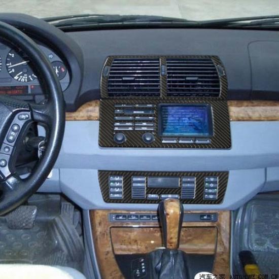 3Pcs Carbon Fiber Interior Central Console Cover Trim For BMW X5 E53 00-06 TypeB