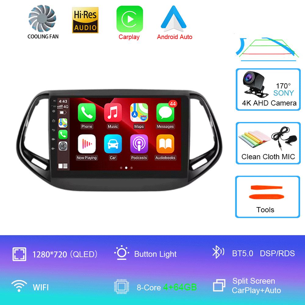 Для Jeep Compass 2017 - 2019 360 камера головное устройство Android 14 видеоплеер автомобильное радио Авторадио Мультимедиа GPS навигация монитор