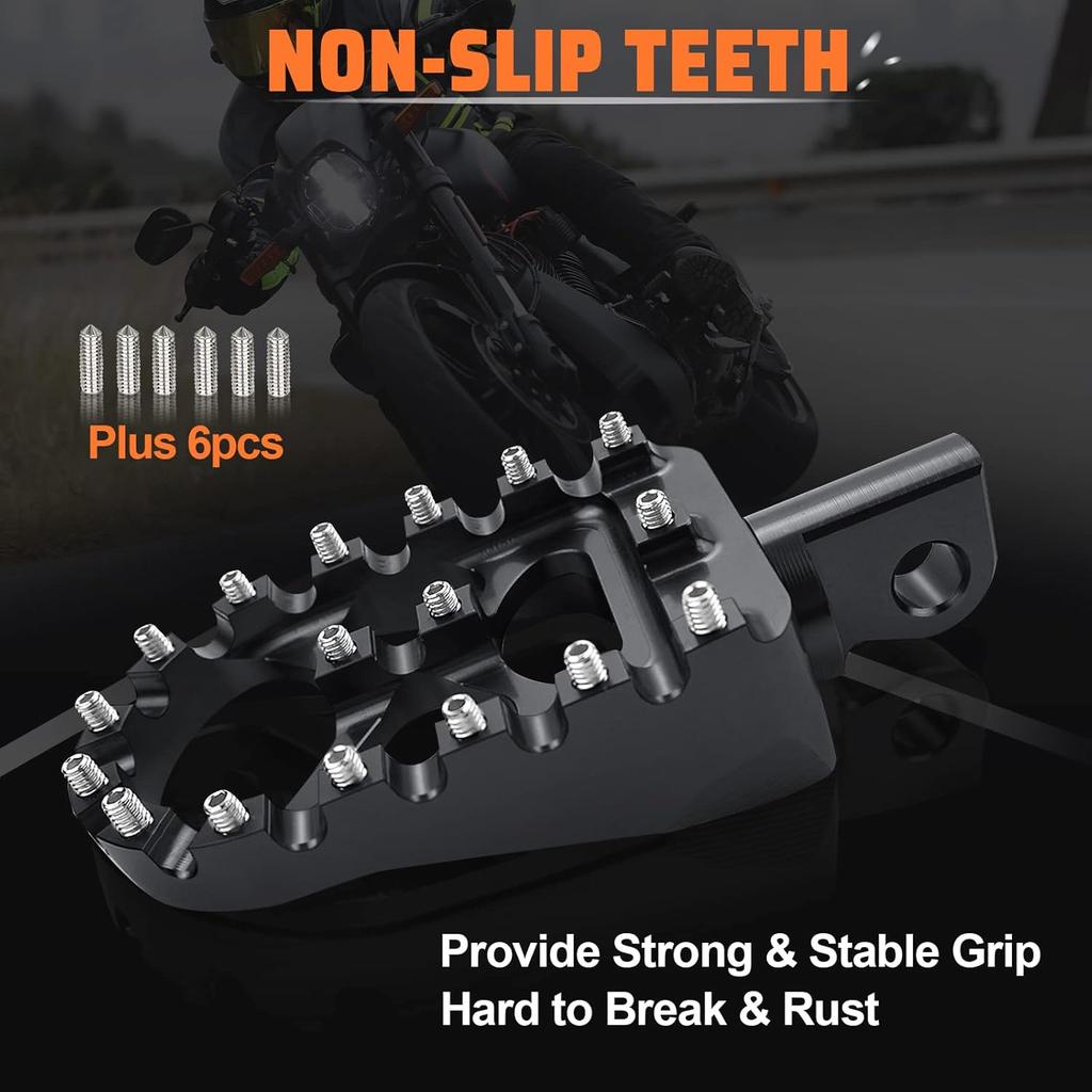 StarknightMT CNC Wide Fat Footpegs 360° Roating MX Foot Pegs Chopper Bobber Style Compatible With Dyna Fatboy Sportster Iron 883 (Black)