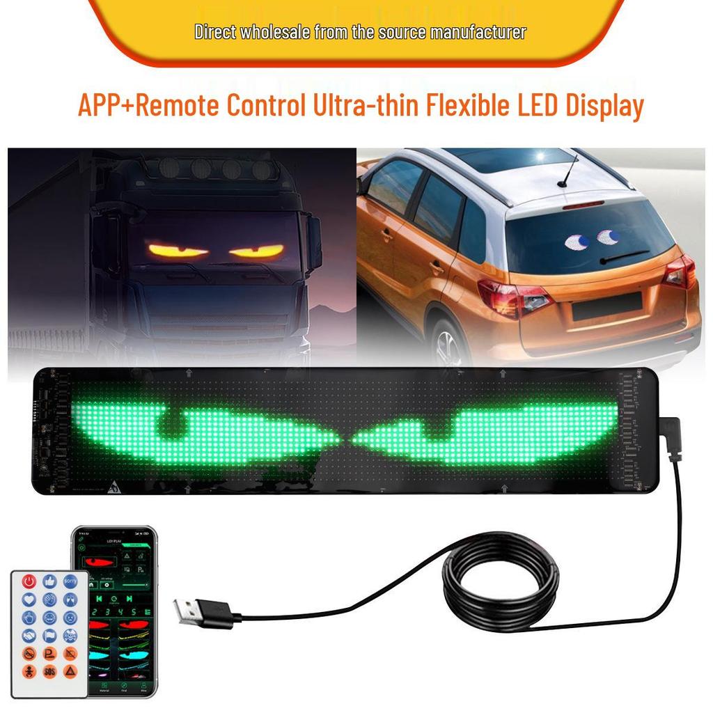 LED Car Soft Screen Light - USB Flexible Bluetooth Display with Full Color and Devil's Eye for Windows
