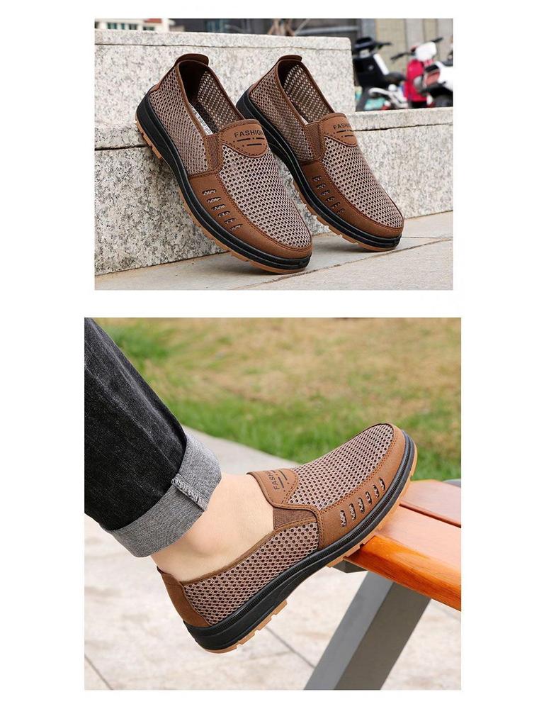 Men's Summer Breathable Slip-On Shoes - Soft Sole, Deodorant, Casual for Middle-Aged & Elderly