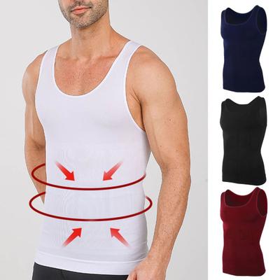 Мужской жилет для фитнеса с U-образным вырезом, без рукавов, корректирующий корсет для живота, однотонный цвет сзади