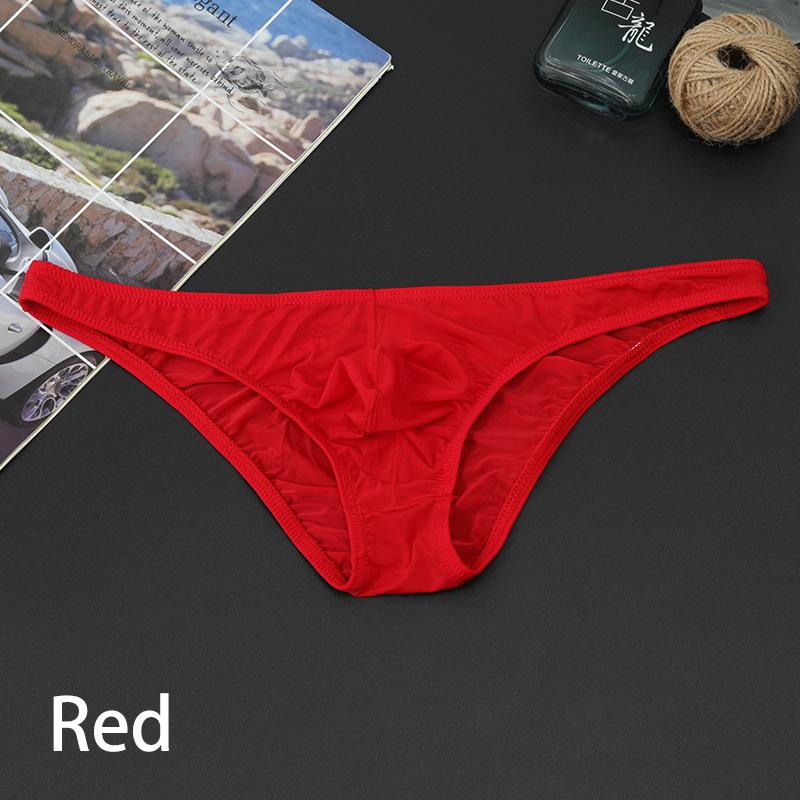 Men Erotic Underwear Pouch Seamless Panties Ice Silk Briefs Low Waist Underwear Ultra-thin Sexy