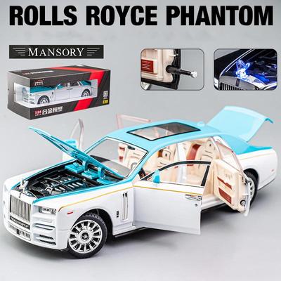 1/24 Rolls-Royce Phantom модель автомобиля, игрушечный автомобиль из цинкового сплава с откидной спинкой, металлическая модель автомобиля для литья под давлением со звуком и светом для детей, подарок для мальчиков и девочек