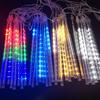 LED Meteor Shower Rain Lights Waterproof Falling Raindrop Fairy String Light for Christmas Holiday Party Decor Sense of Atmosphere Street Decoration