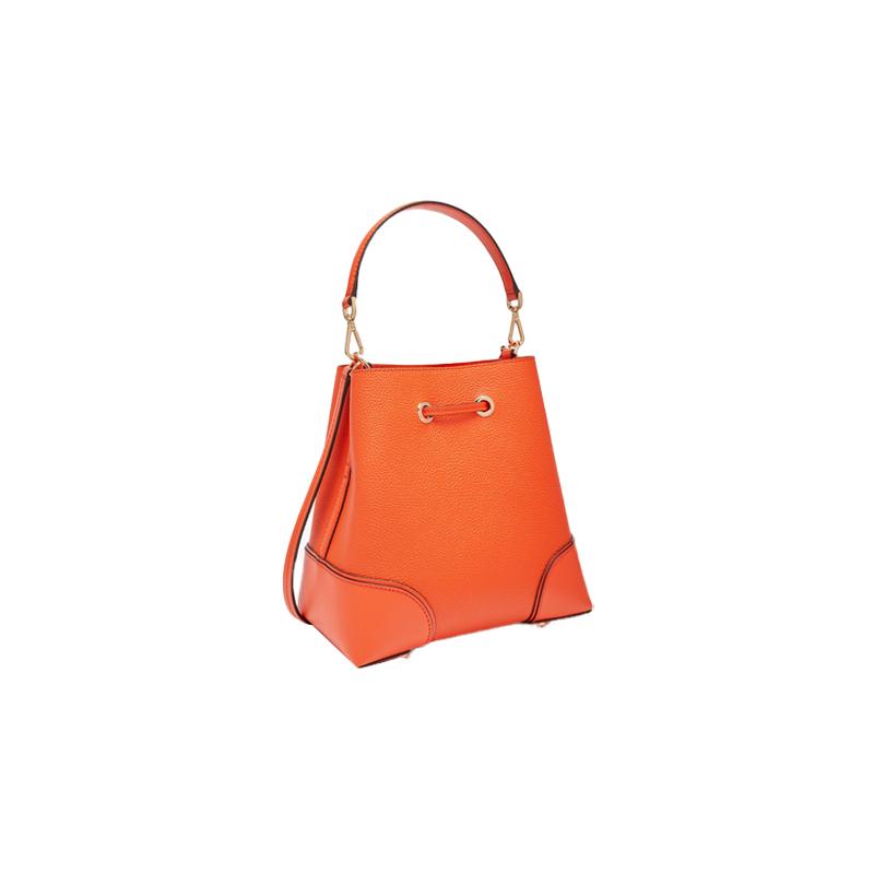 MICHAEL KORS Mercer Gallery Solid Color Leather Drawstring Bucket Bag Simple Temperament Shoulder Crossbody Bag Small Women's Orange