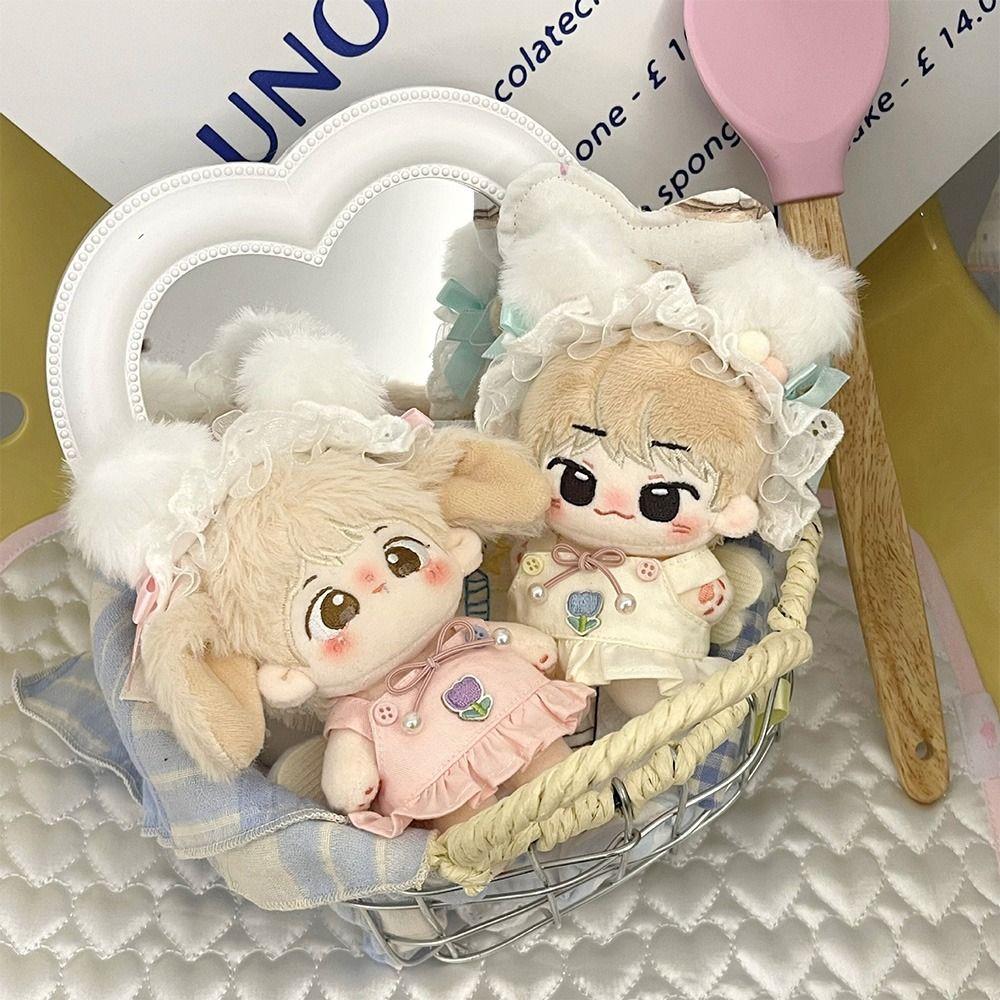 10cm Miniature Dress Set Yellow Pink Doll Headwear Dress Suit Doll Clothes Cotton Stuffed Dolls