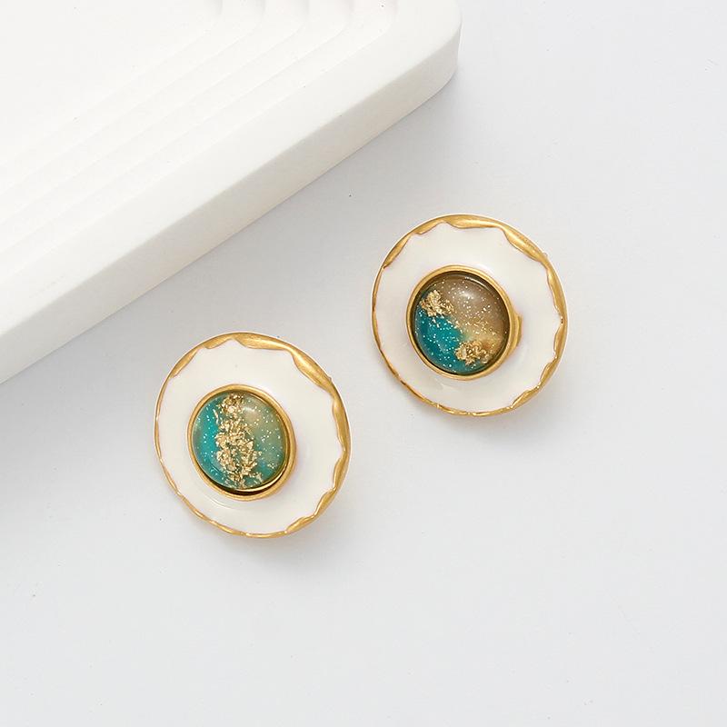 Retro Vintage Starry Sky Glazed Stud Earrings for Women.