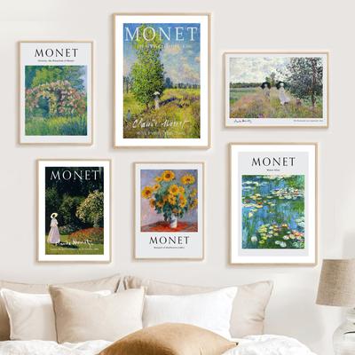 Моне Подсолнухи Водяные лилии Лотос Маковое поле Сад Винтажные принты Постеры Абстрактное искусство Настенные картины для декора гостиной