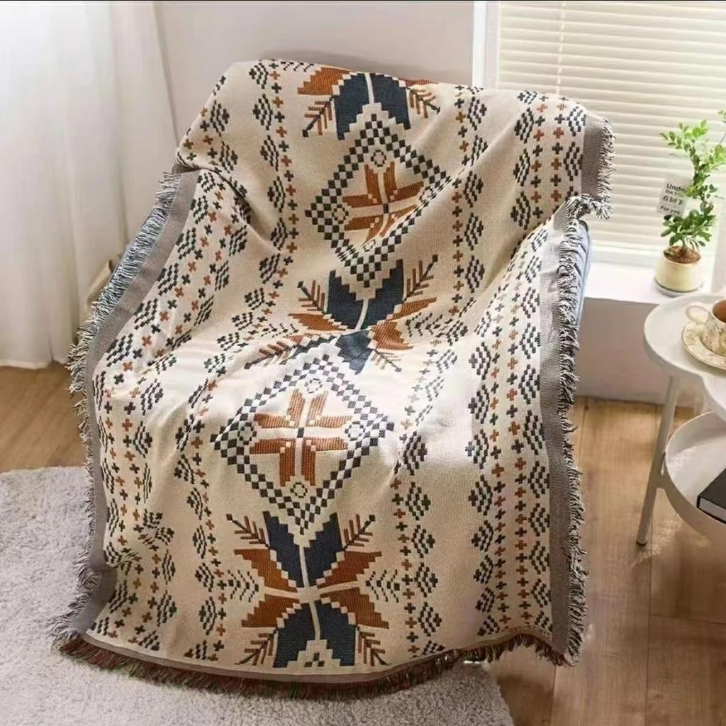 Утолщенный вязаный ковер с кисточками, многофункциональное нитяное одеяло для использования на диване, кровати и в автомобиле, 90 * 180 см современный чехол для дивана