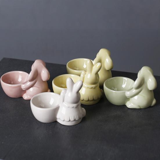 Керамическая подставка для яиц в виде кролика, декор для стола для завтрака, подставка для яиц в виде кролика для яиц всмятку, украшение для дома на Пасху