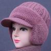 Windproof Women's Winter Hat Faux Rabbit Fur Knit Visor Beanie  Autumn Winter Outdoor