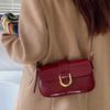 Luxury For Women Flap Crossbody Bag Solid Color Underarm Red Crossbody Bag Retro Patent Leather Shoulder Bag Lady Handbag