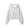 Women's Gray Hooded Zipper Cardigan - Long-Sleeve Sweater Jacket for Spring and Autumn