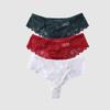 3 Pieces Lot Women's Sexy Lace Panties Lace Thongs Lingerie Intimates Woman Designed Tangas Big Size