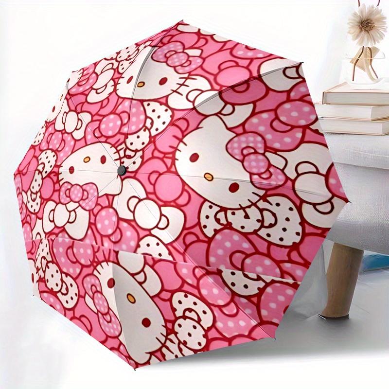 1 шт. Зонт Hello Kitty Авто Персональность Персональность 8-спицевый дизайн Компактный Механизм для Путешествий на Открытом Воздухе, Идеальный Подарок на Хэллоуин Рождество для Друзей или Fa