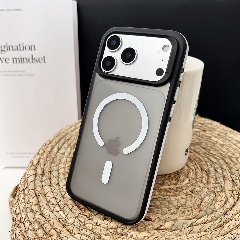 Ударопрочный Роскошный Матовый Магнитный Чехол для iPhone 17 Pro Max 17 Air 17 Pro Цветная Рамка Обложка для Беспроводной Зарядки Magsafe