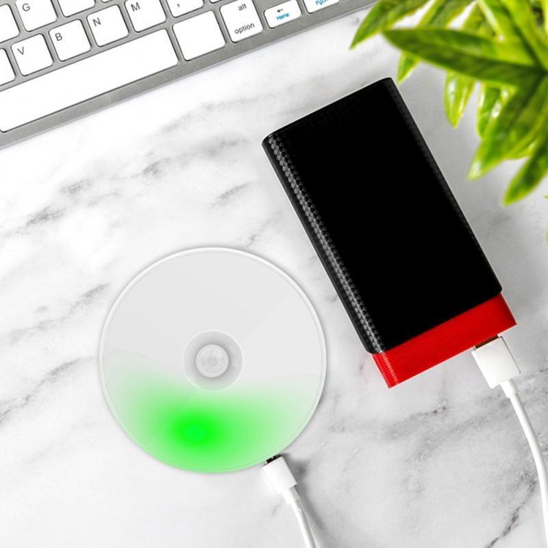 USB-зарядка Светодиодный ночник с датчиком движения Беспроводная лампа для спальни Энергосберегающая Автоматическая настенная лампа с индукцией движения