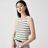 Basic Versatile: Spring/Summer Round Neck Contrast Striped Sleeveless Bottom for Wearing Wool Blended Tank Top for Women