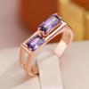 Square Purple Zircon Gold Color Geometric Rings for Women Personality Fashion Jewelry