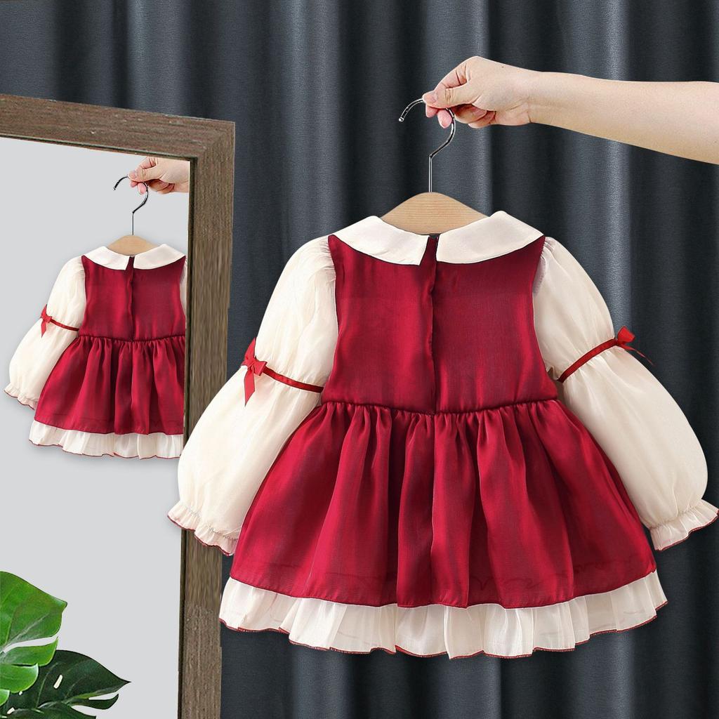 Платье для девочек Осеннее Платье принцессы для девочек Детское платье с кружевом и длинным рукавом