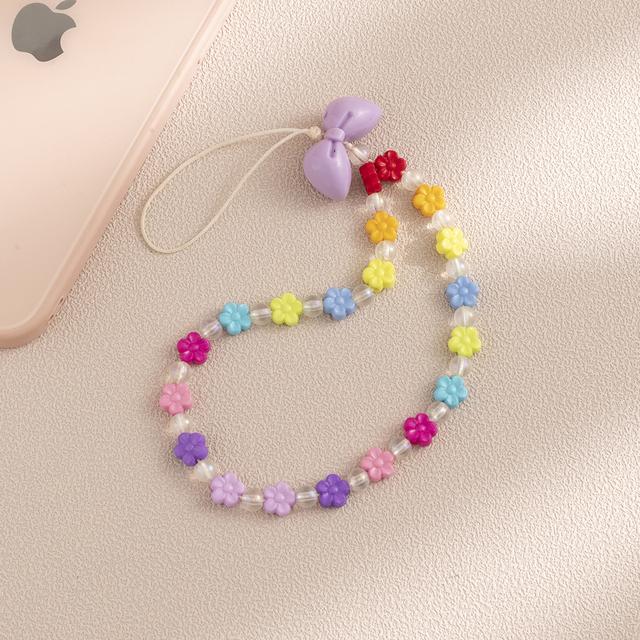 Модная Очаровательная цепочка для мобильного телефона с жемчугом и глиной, акриловая мультяшная ювелирная продукция для телефона для женщин и девочек, подвесной ремешок для телефона с защитой от потери