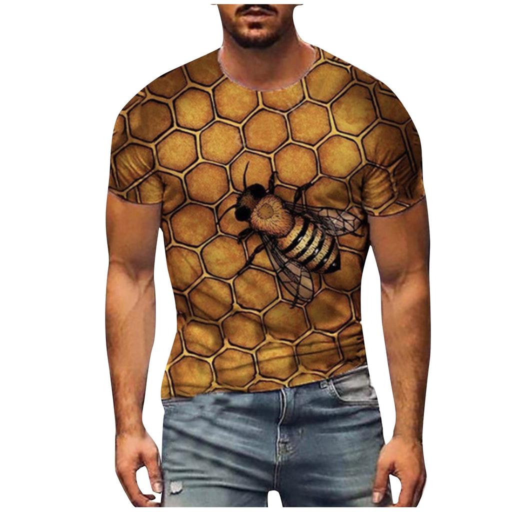 Men'S T-Shirt Short Sleeve Printed Summer Round Neck Top Trend Casual Sweatshirt