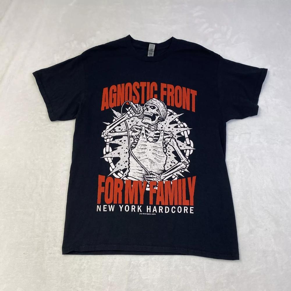 Agnostic Front For My Family Евро Тур 1-сторонний Футболка Полный Размер S-5XL NEW38 Унисекс Футболка