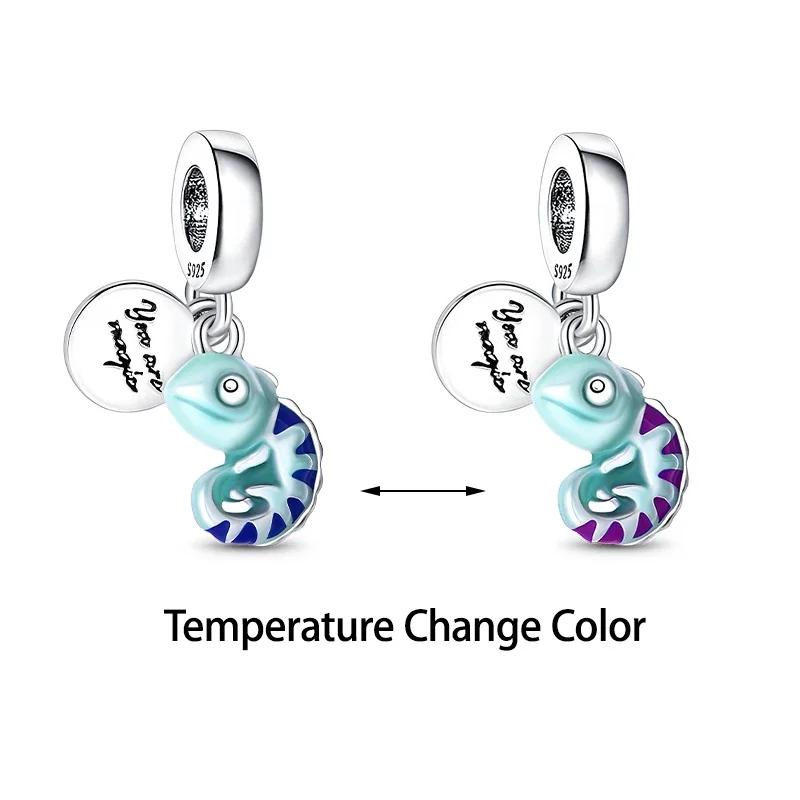 New Copper Dangle Charm Luminous Firefly Chameleon Ring Earrings Bead For Women Diy Charms Bracelet Jewellery Gift