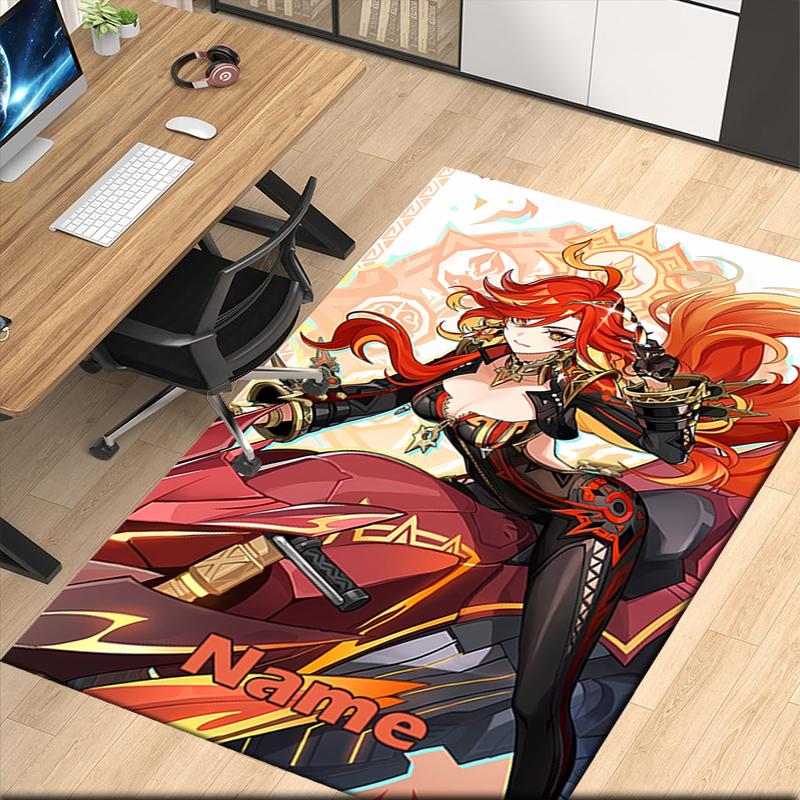 Custom Name Genshin Impact Printed Carpet, for Office Chair Living Room Bedroom Kitchen Room Decor Gifts.