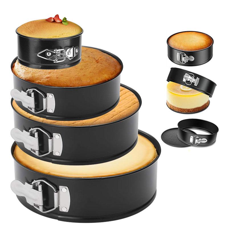 3/4PCS Springform Cake Pans Set Nonstick Baking Mould for Cheesecake Pan Removable Bottom Quick Release Latch Moulds Bakeware