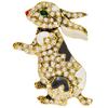 New Rhinestone Rabbit Brooch Cute Enamel Animal Pin Zodiac Fashion Jewelry 2 Colors Available Vintage Accessories