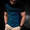 Summer Round Neck Striped Contrasting 3D Print Top Fashionable Casual Simple Short Sleeved Men's T-shirts