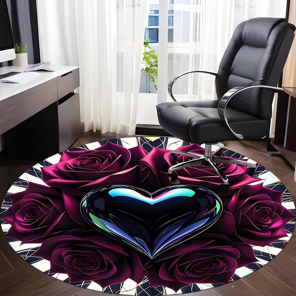 1pc Heart Roses Carpet for Office, Non-slip, Soft and Durable Office Rug, Perfect for Office yy260128095