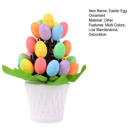 Easter Egg Ornament Easter Egg Bonsai Tree Low Maintenance Artificial Eggs Plants Desktop Easter Decoration Multicolor Potted Easter Ornament
