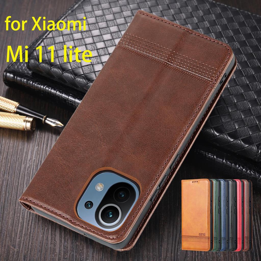 Роскошный магнитный адсорбционный кожаный чехол для Xiaomi Mi 11 lite 5G NE / Mi 11 lite Flip Cover Capa Fundas Coque
