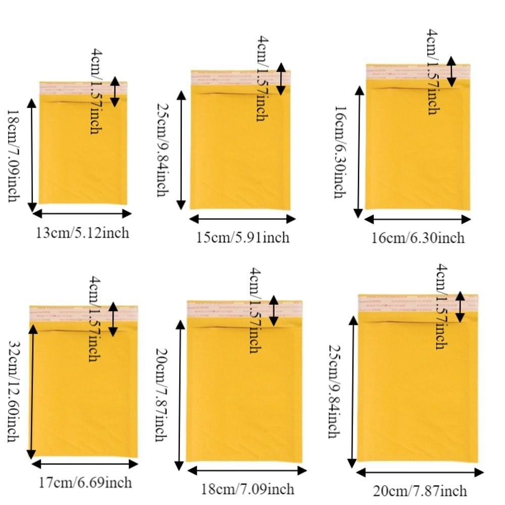 10PCS Self-Seal Kraft Paper Bubble Envelopes Thicken Waterproof Bubble Mailers Different Specifications Anti-fall Shipping Bags