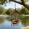 Yard Bird Feeder Garden Rainproof Wild Birds Bowl Patio Vintage Woodpecker Feeder for Finches Bluebird Outdoor Backyard Patio