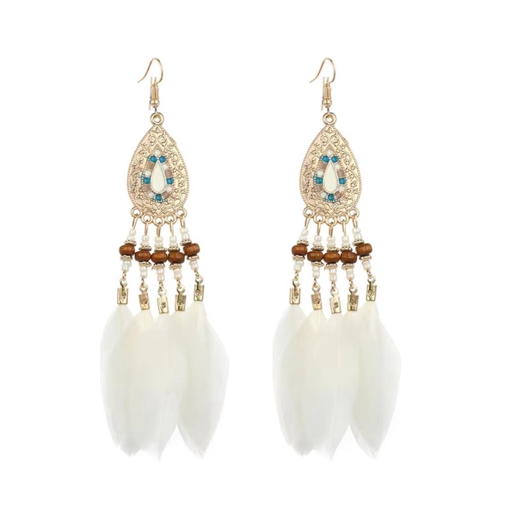 Tassel Boho Long Tassel Earring Geometric Hanging Drop Earrings Ethnic Style Beaded Earring Party