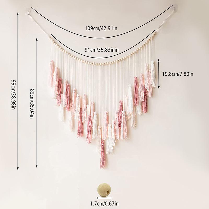 Богемный декоративный плетеный деревянный гобелен с кисточками из бисера, украшение для дома в стиле Ins, хлопковая веревка, плетеное настенное украшение